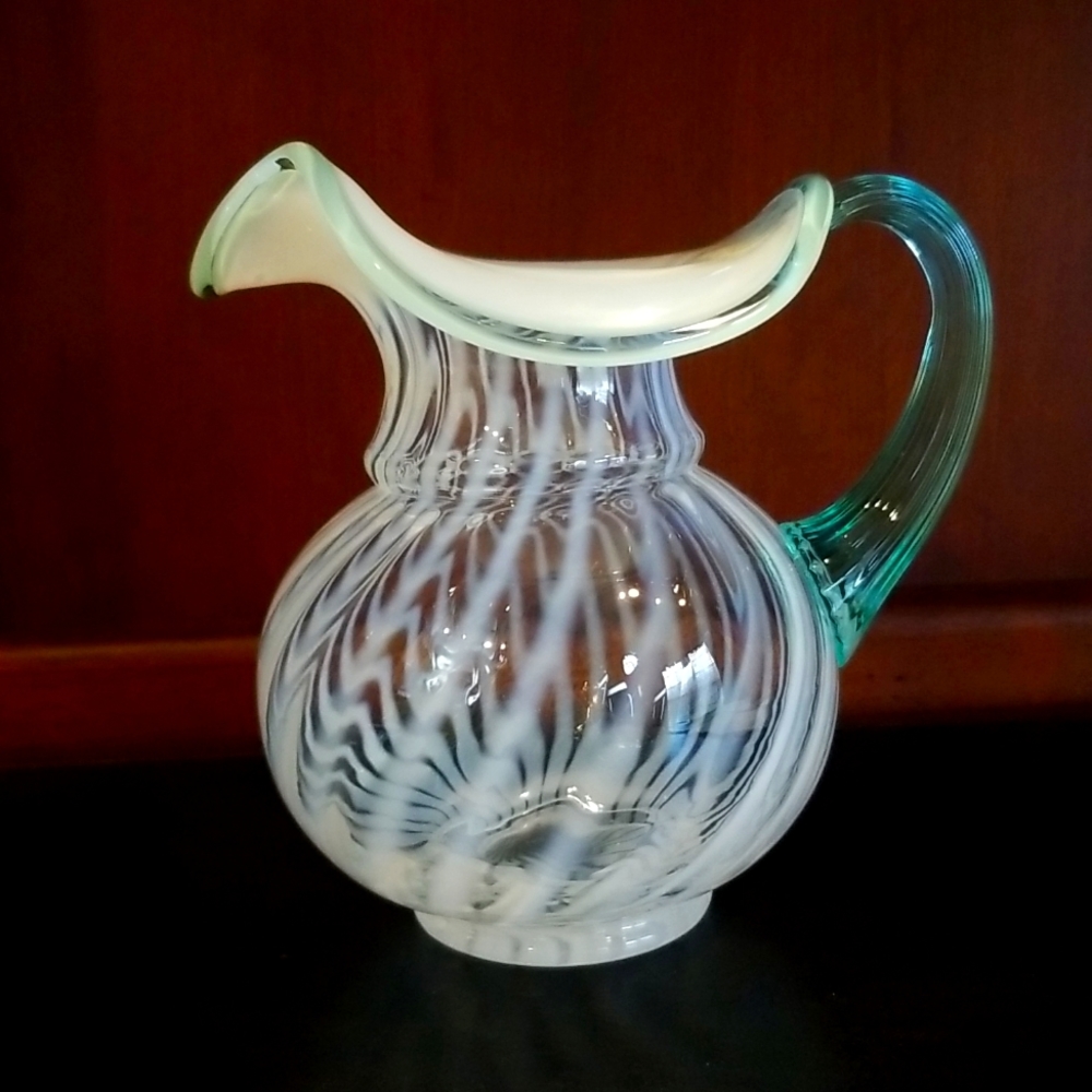 Fenton Opalescent spiral pitcher Vintage